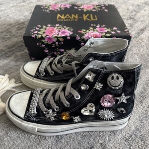 Free People Nan-Ku Couture High Top Sneakers Happy Monk